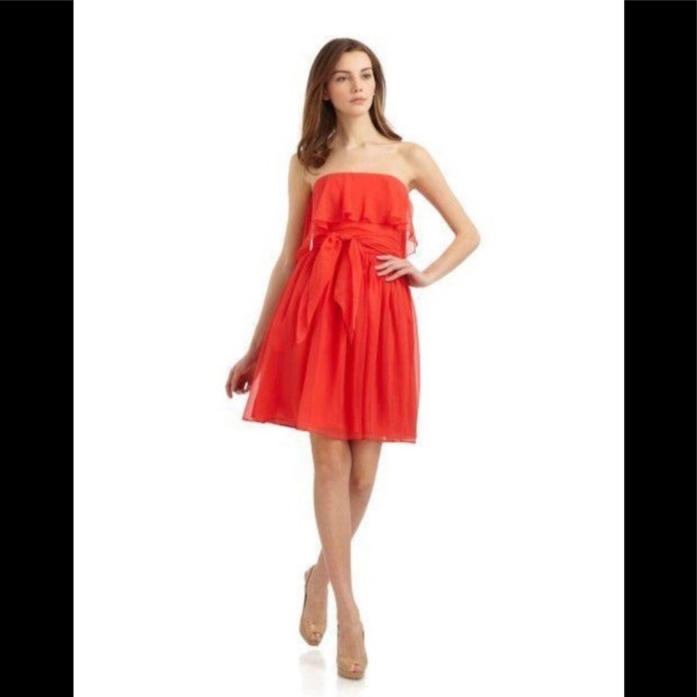 HALSTON HERITAGE STRAPLESS FLARE DRS W FLO